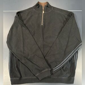 Tommy Bahama Quarter Zip Pullover Sweater Large Black